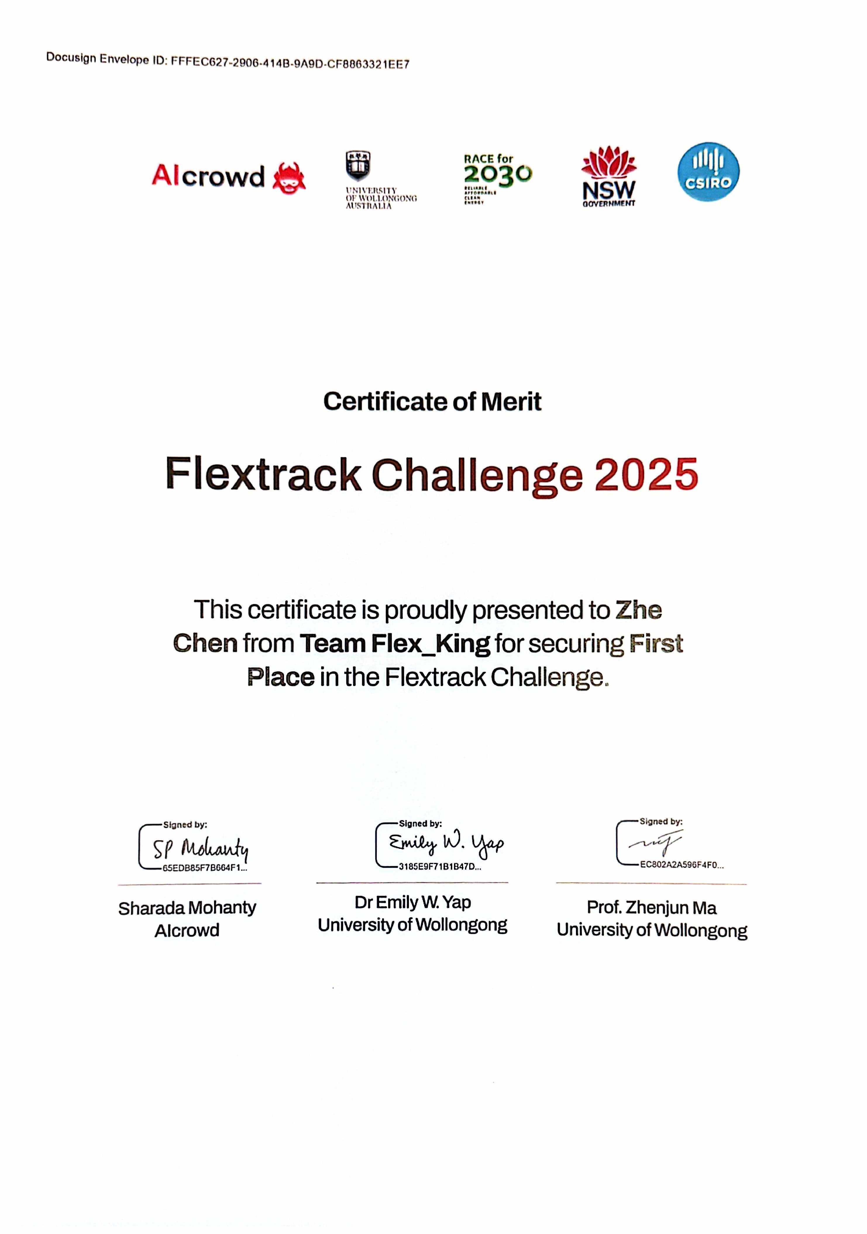 Champion, FlexTrack Challenge: Detecting Energy Flexibility in Buildings certificate
